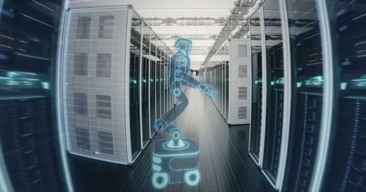 Rendering of an Agility Robotics wheeled robot design alongside the bipedal Digit humanoid