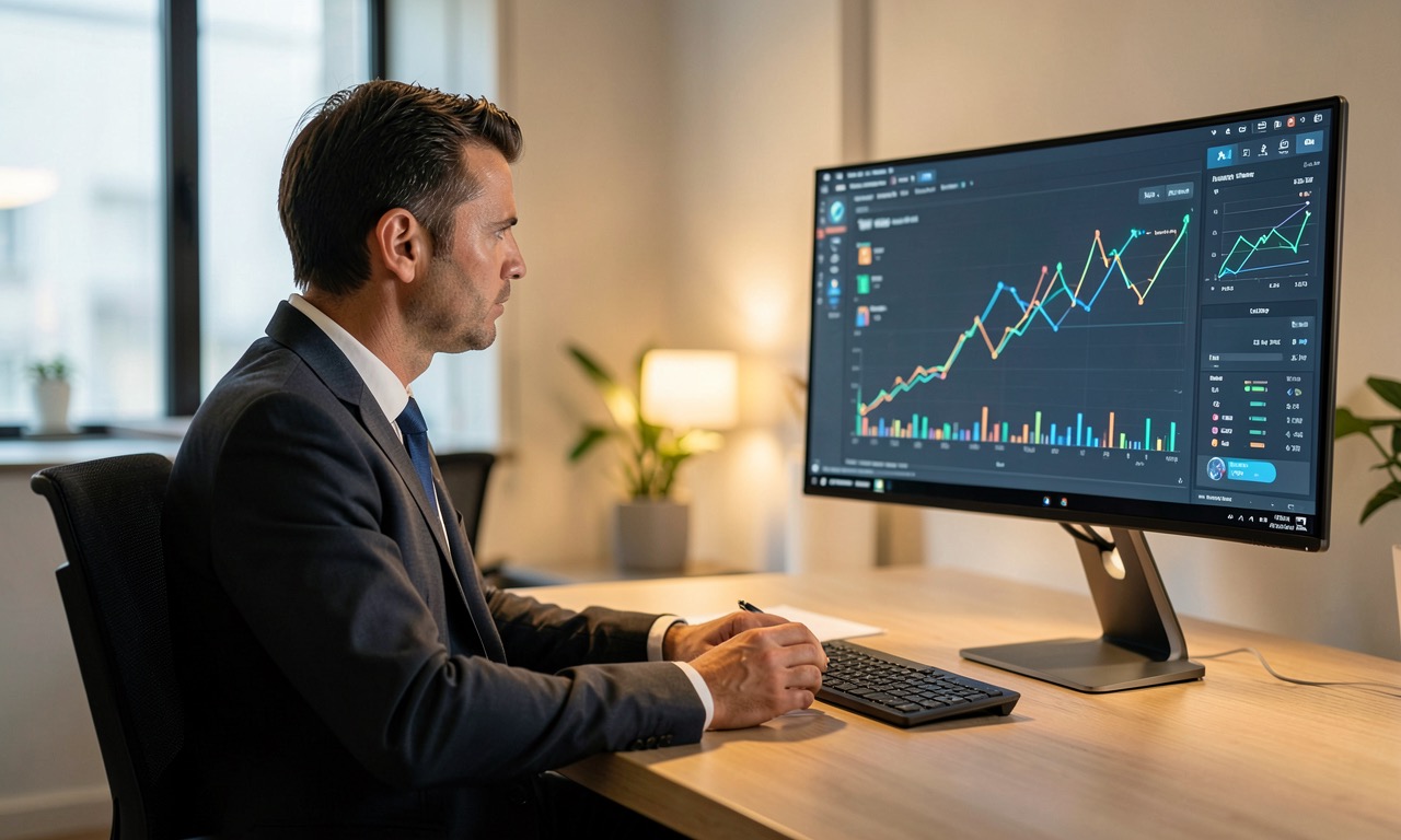 Professional at desk reviewing AI career analytics dashboard
