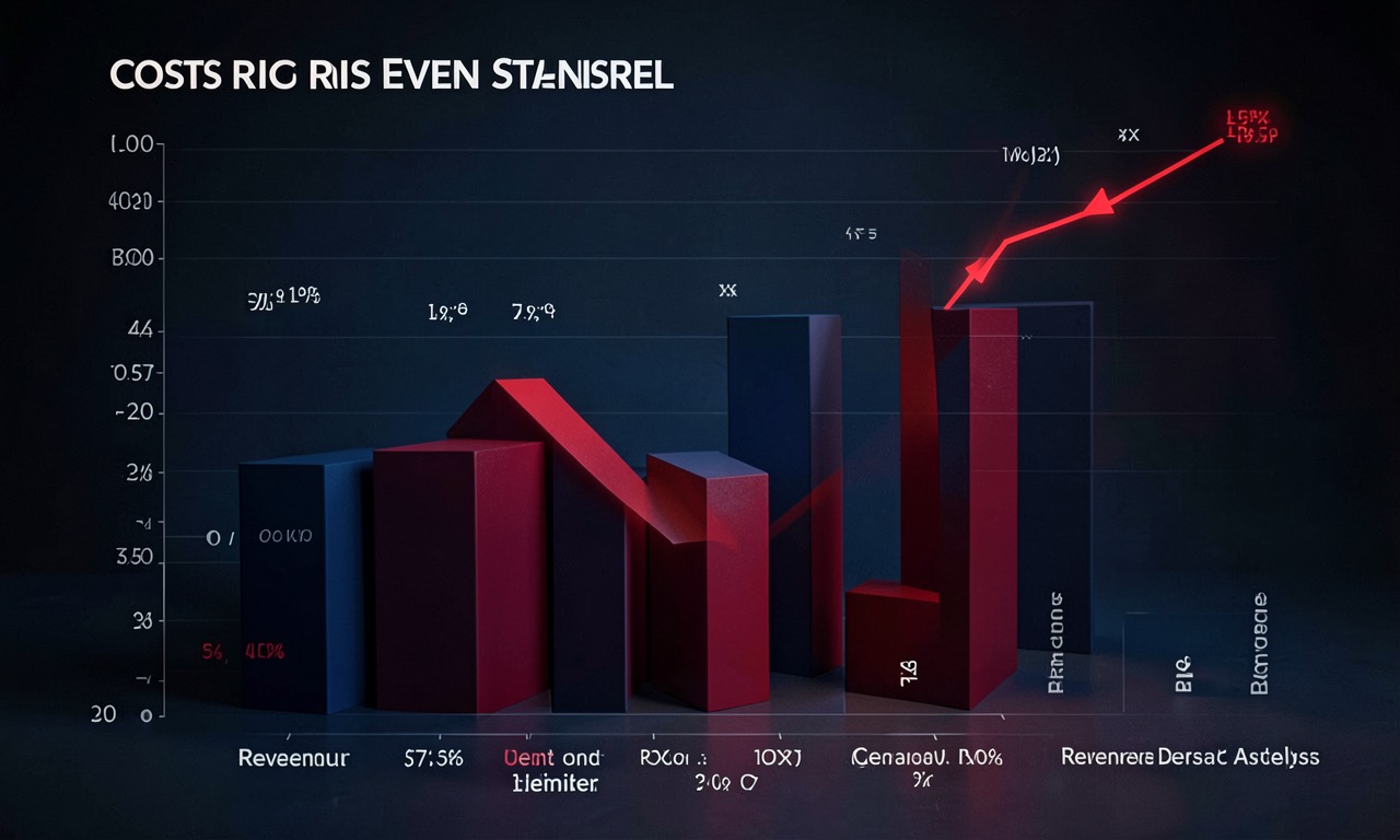 Graph line showing costs rising faster than revenue as user count increases — reverse economics visualisation