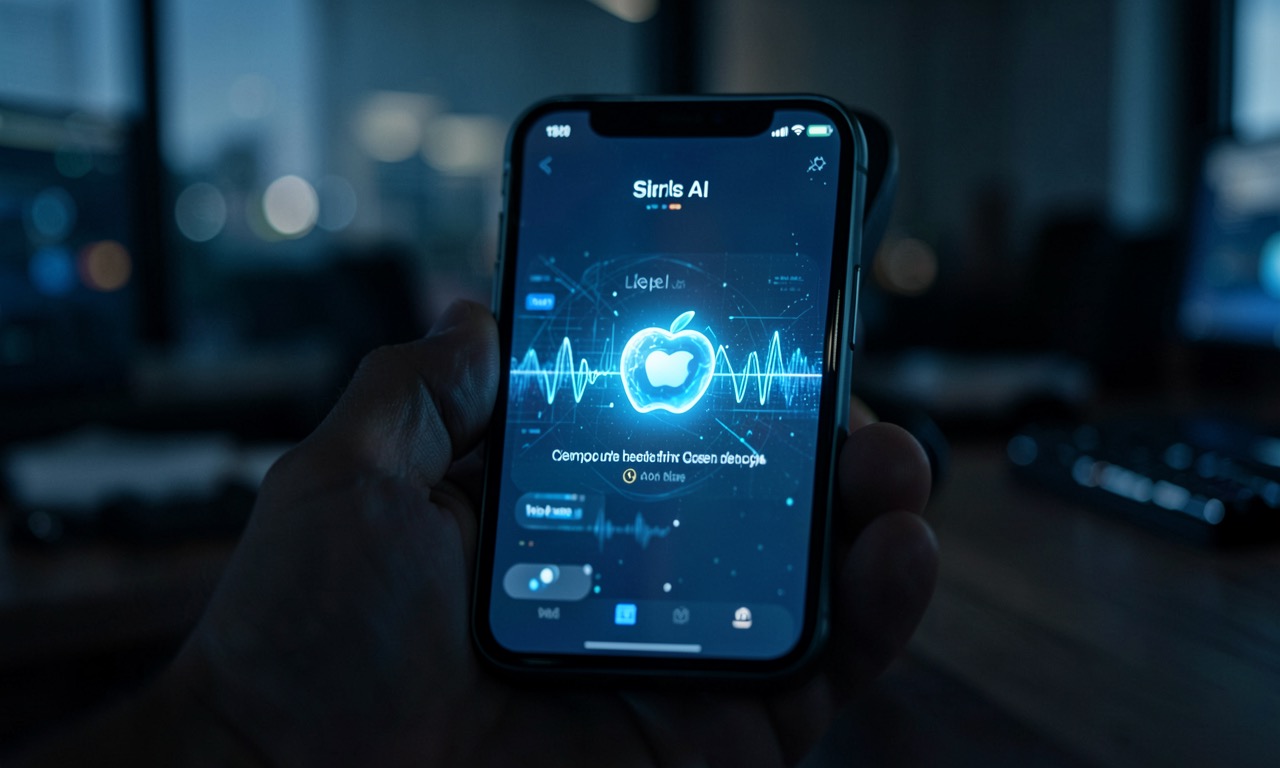 A sleek visualization of the new Siri AI interface on an iPhone