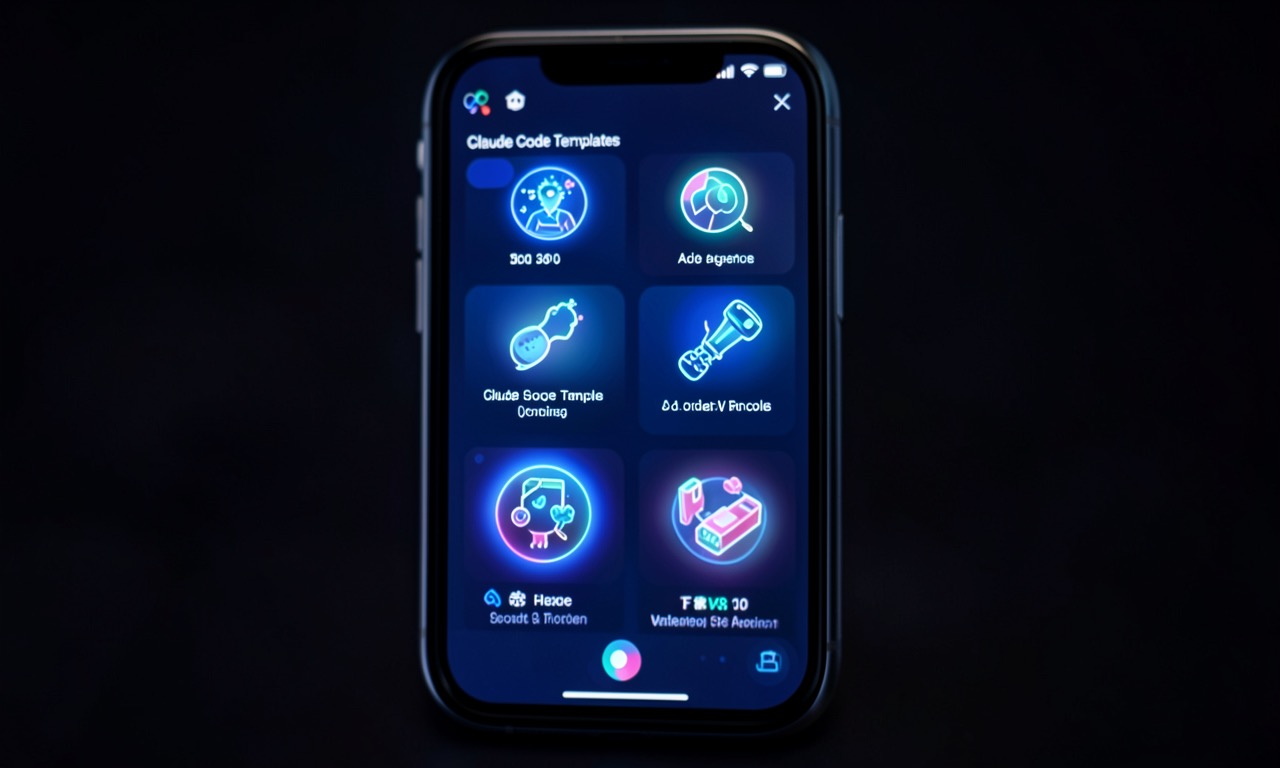 Smartphone screen showing an app store interface with AI agent icons on a dark background