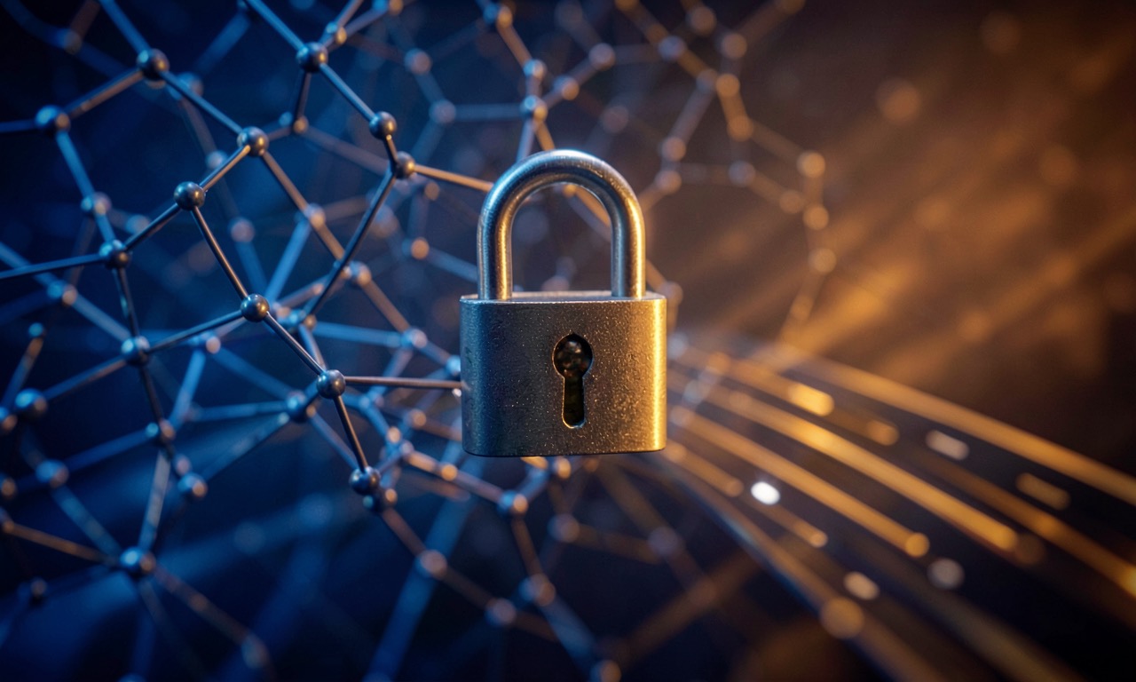 An abstract composition of overlapping neural network nodes, an open padlock, and parallel running lanes symbolising faster-than-sequential AI generation