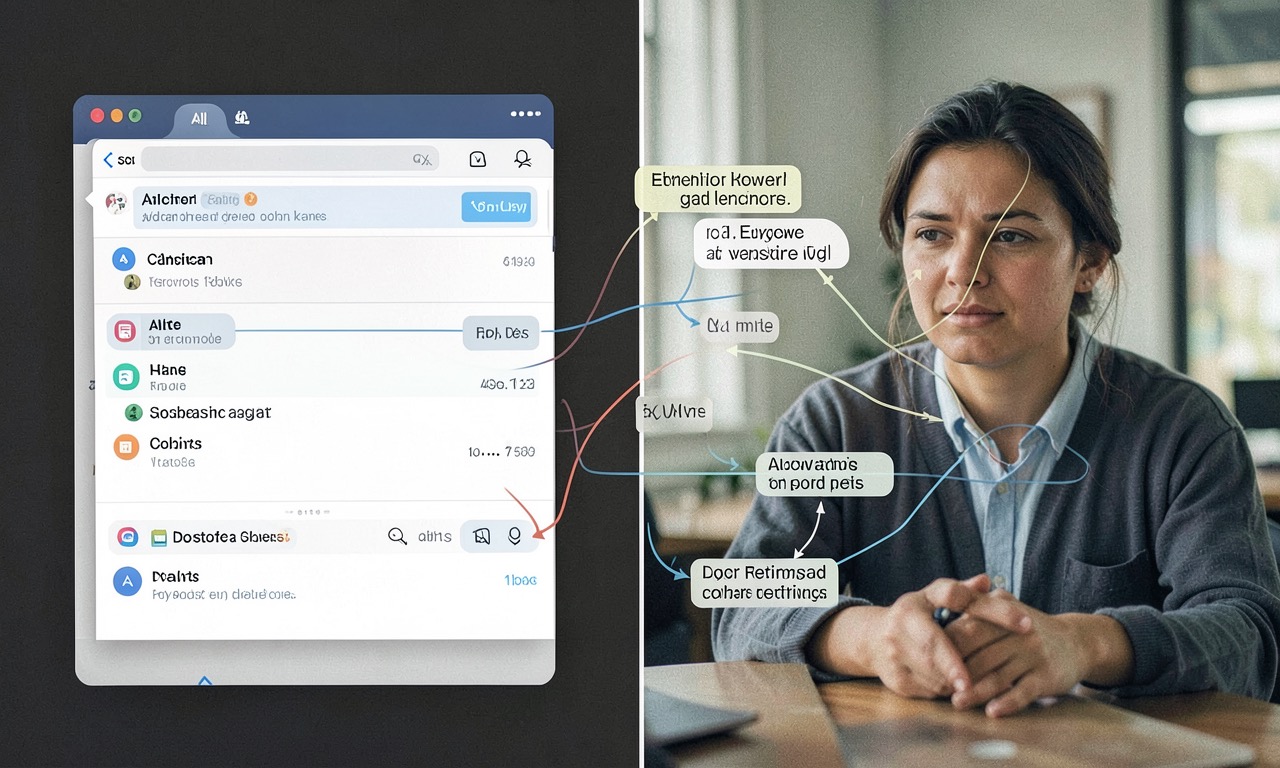 Split screen showing AI chatbot interface and human user, with ethical reasoning overlay