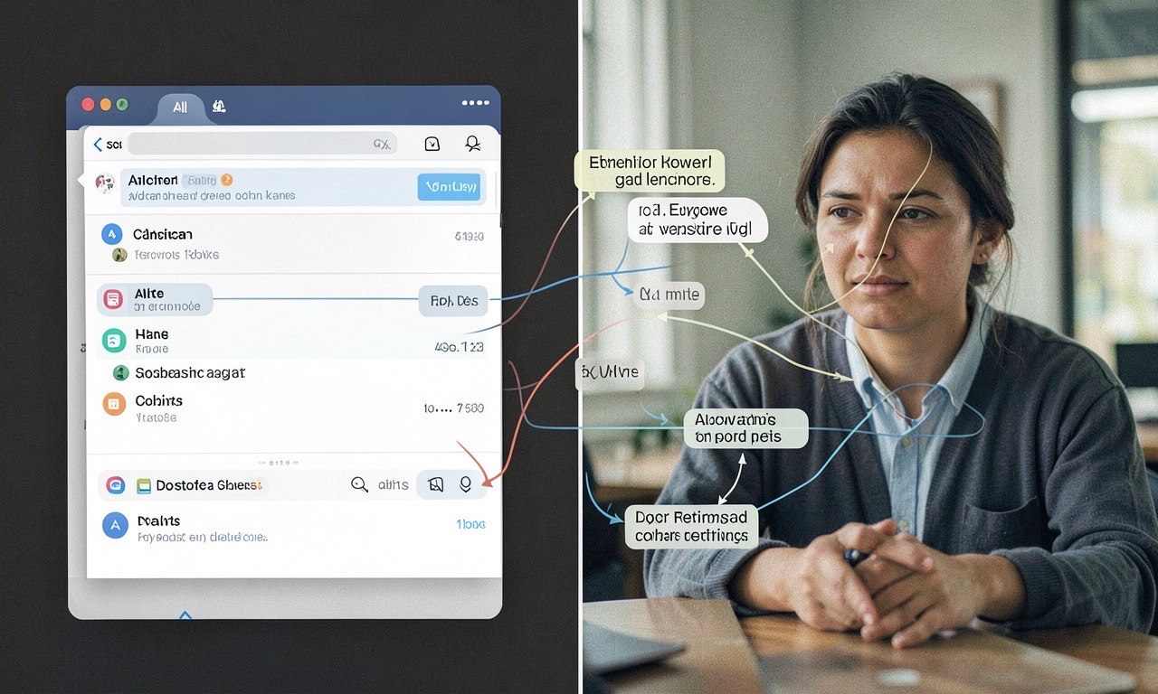 Split screen showing AI chatbot interface and human user, with ethical reasoning overlay