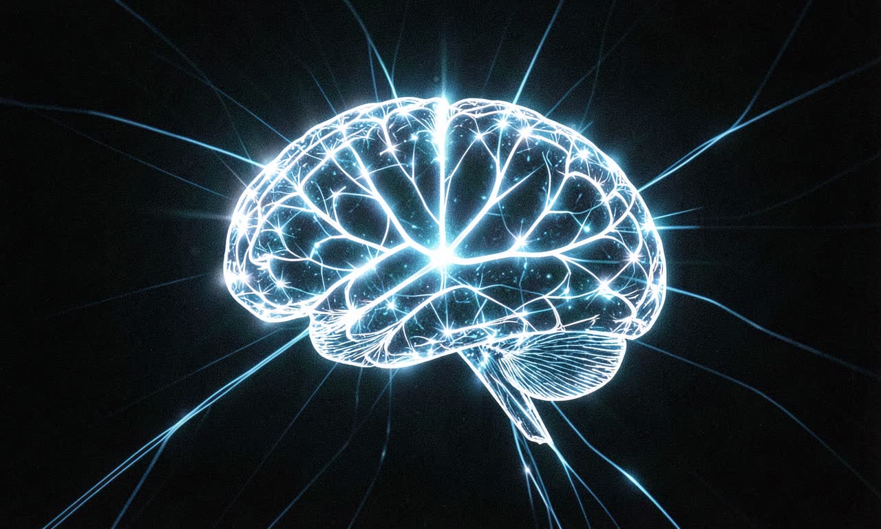 Abstract AI model visualization with glowing neural pathways