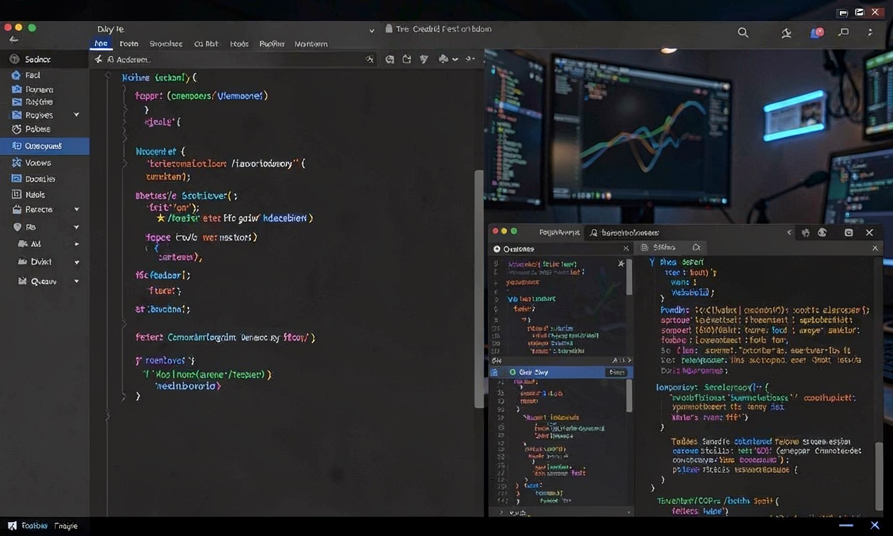 Code editor interface with AI suggestions on a dark screen, developer workspace