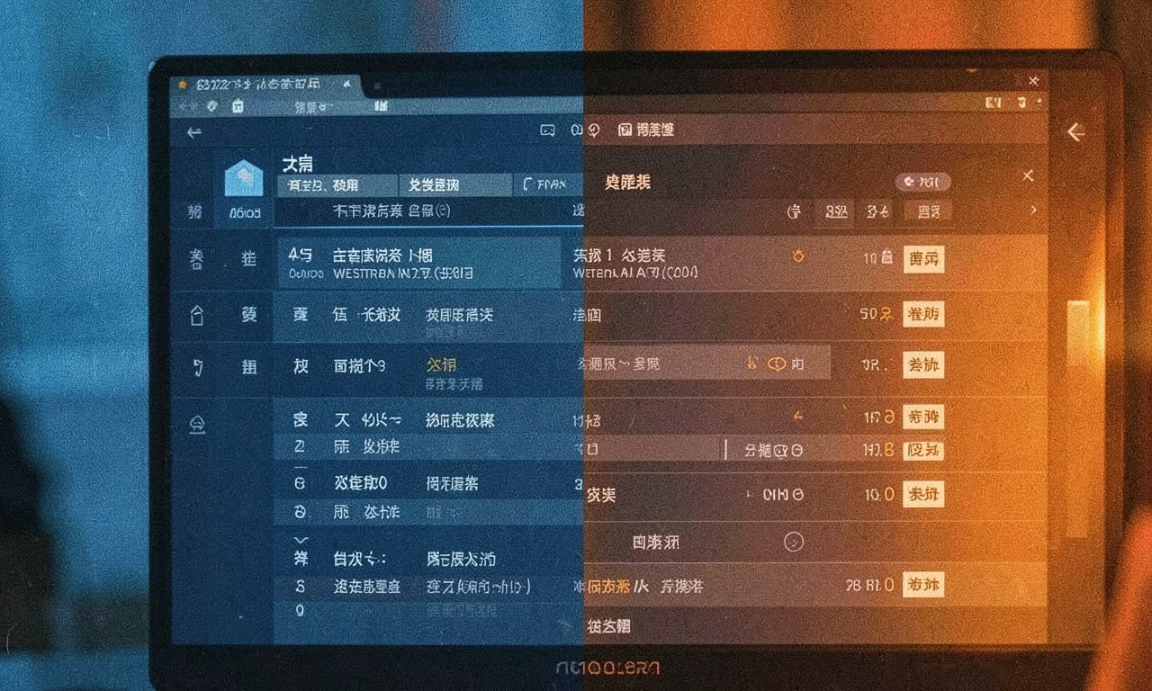 Code terminal displaying competition rankings with a Chinese model at the top, cold blue lighting, documentary style