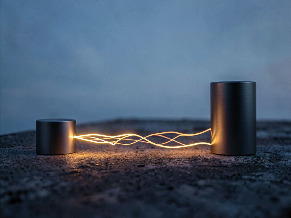 A glowing neural-network path between two corporate towers, symbolising the defection of a top AI researcher.