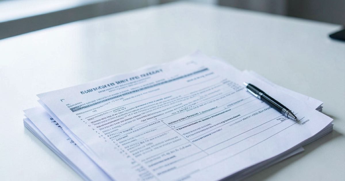 A printed survey report on a clean desk with a pen, documentary-style photograph under natural office light.