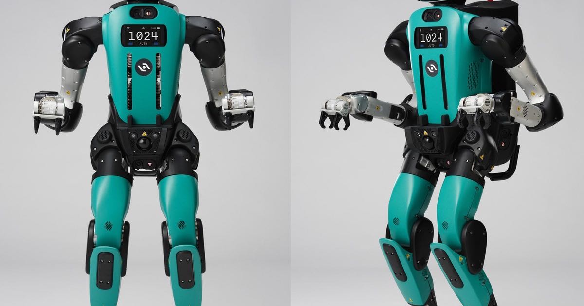 A teal humanoid robot with arms bent at the elbow — image from IEEE Spectrum's media library, used to illustrate its feature on physical AI security.