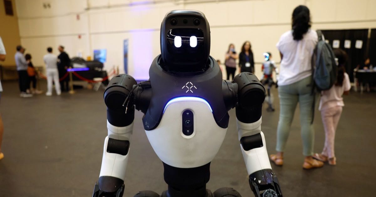 Robots on display at a Bay Area robot fair — illustrative file photo, not a picture of the board vote.