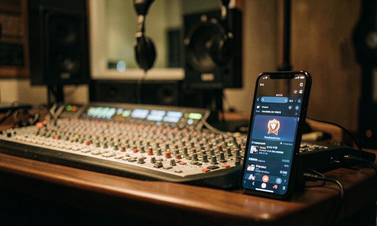 Spotify app interface on a phone showing an artist profile with a green Verified badge, headphones nearby