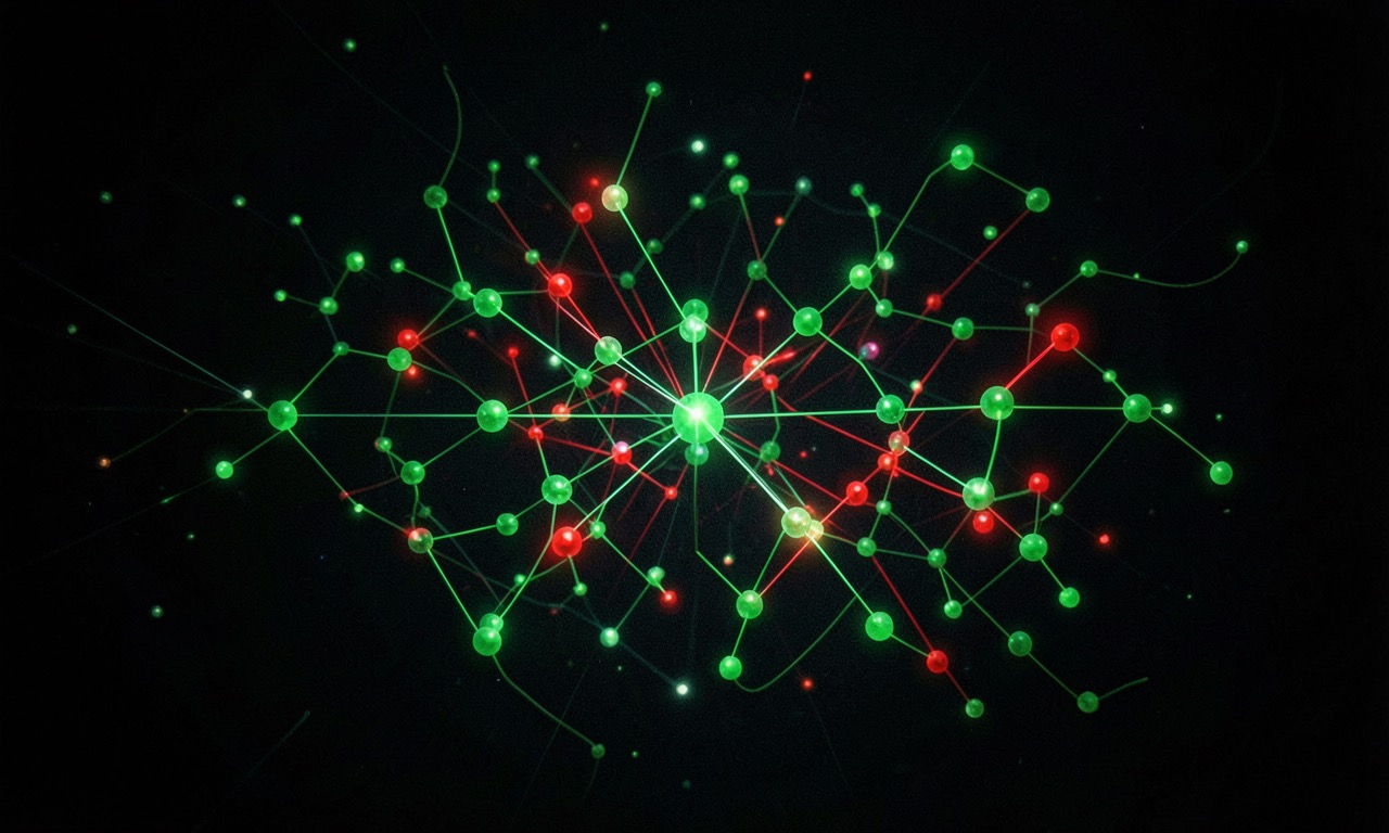 Abstract neural network visualization with error points highlighted