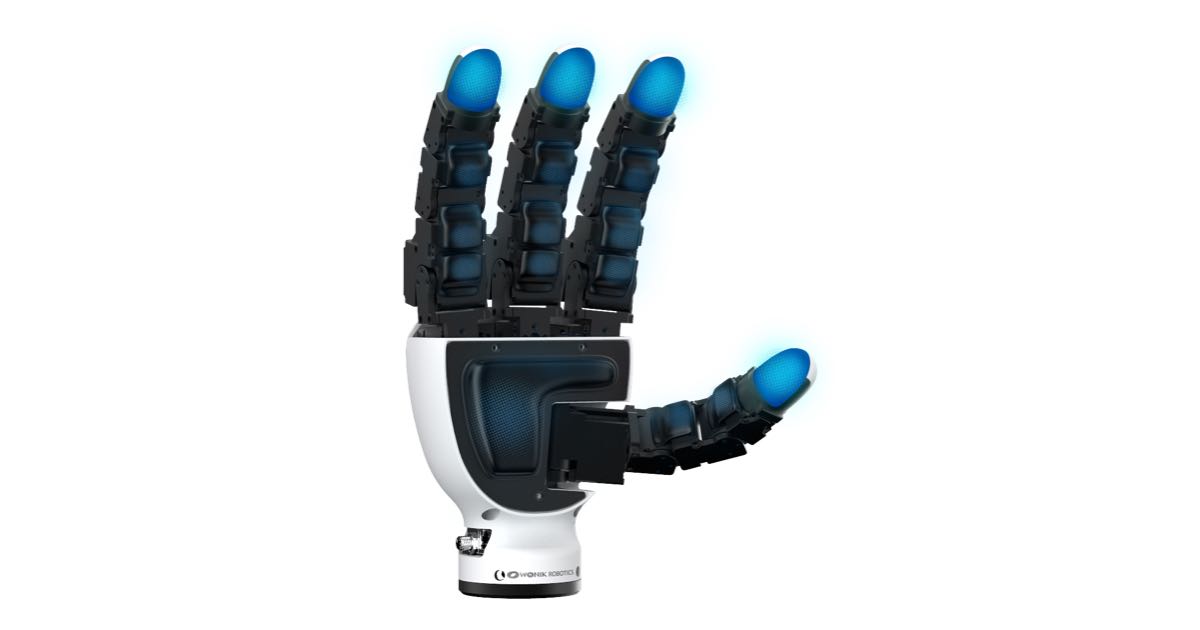 The Wonik Allegro Hand, a four-fingered robotic hand with 16 torque-controlled joints, widely used in robotics manipulation research.