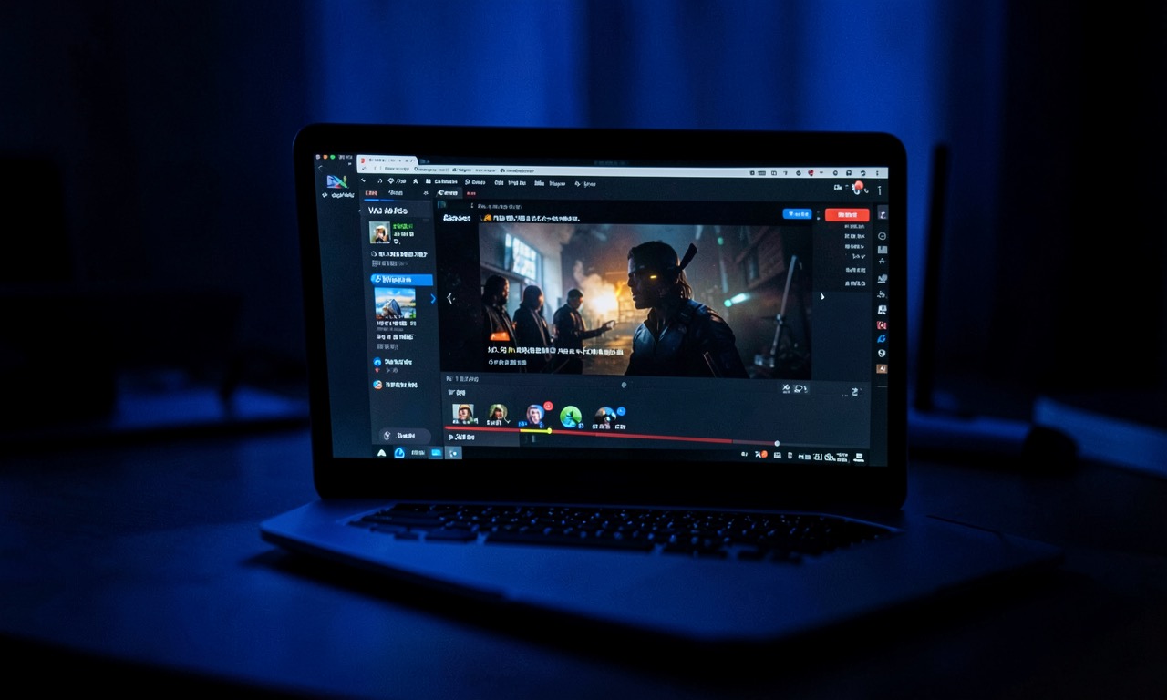 Documentary photo of a YouTube video player interface with an AI-generated content warning label overlay, dark viewing environment, photojournalistic